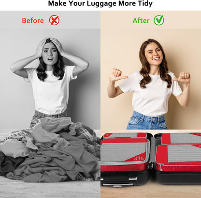 TAMOWA Suitcase Organizer Set of 7, red