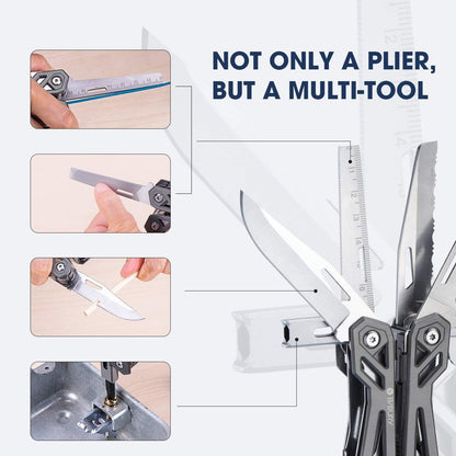 Gift for Him, BIBURY Multitool Pliers,Titanium 21-in-1 Multi-Purpose Pocket Knife Pliers Kit, 420 Durable Stainless Steel Multi-Plier Multi-Tool for Survival, Camping, Hunting, Fishing and Hiking