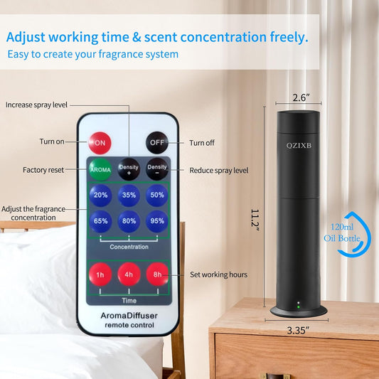 Smart Scent Air Machine, Waterless Essential Oil Diffuser with Smart Cold Air Technology,Bluetooth and Remote Control Equipment, for Home Large Room Hotel, Spa, Office (Black)