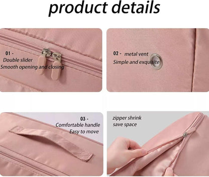 Space Saving Self Compression Organizer, Heavy Duty Moving Bags, Storage Bags for Space Saving, with Zipper, Self Compression Moving Organizer Bags for Comforters, Clothes, Blankets (Gray, Large)