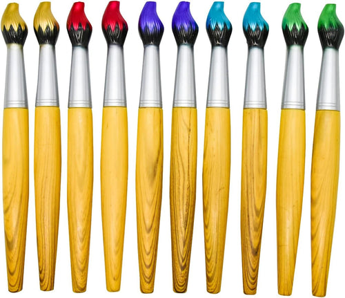 Lopenle 10 PCS Bamboo Brush Pens Paintbrush Pens Novelty Bamboo Ballpoint Pen for Art Activities School Office Party Stationery