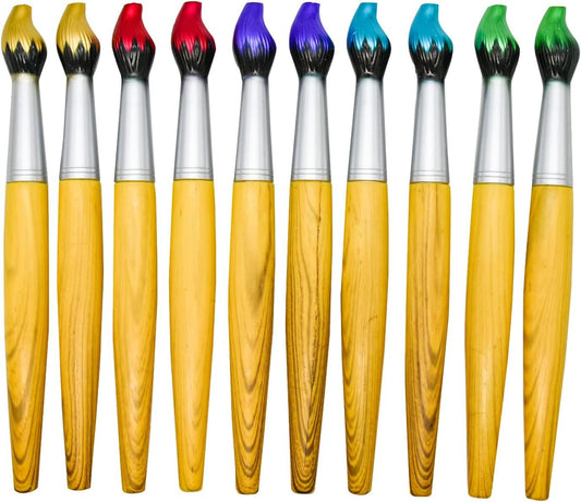 Lopenle 10 PCS Bamboo Brush Pens Paintbrush Pens Novelty Bamboo Ballpoint Pen for Art Activities School Office Party Stationery