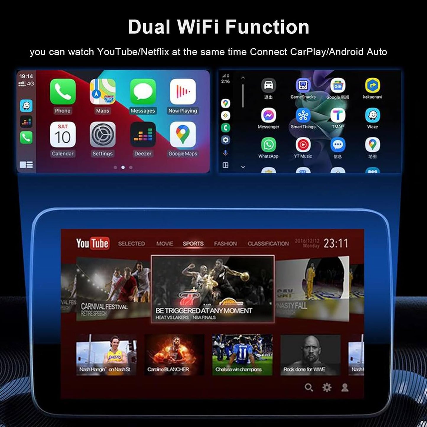 2025 Smart Ai Box 2.0 Wireless CarPlay Android Auto Adapter Dongle for Cars with OEM Wired CarPlay, Magic CarPlay Ai Box Streaming YouTube TikTok Netflix Video Apps, Support TF Card GPS Dual WiFi