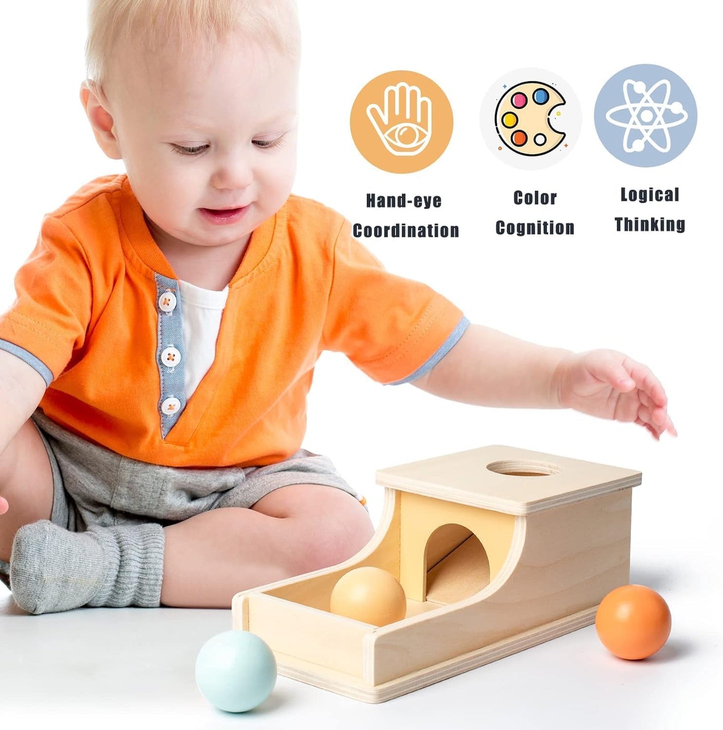 HENGYAN Edition Montessori Toys for Babies 6-12 Months Object Permanence Box Wooden Ball Drop Toy Play for 6 Month 1 2 3 Year Old Toddlers Infant Early Age Toy