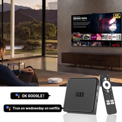 Android 11.0 TV Box for Google/Netflix - G1 TV Box 4G LPDDR4& 32G eMMC,Streaming Devices for TV Compatible with Google Assistant,Chromecast,4K HDR10+,Dolby Vision,AV1,Dolby Digital & DD+,WI-FI 6