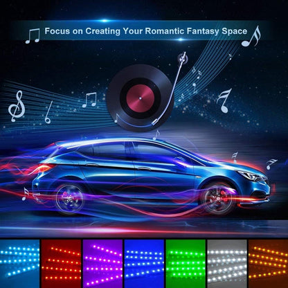 LETRADE Car Interior Lighting, 4 in 1 Waterproof LED Car Accessories RGB LED Strip Car Decoration with Music Sound Activated and Remote Controlled, Perfect Gifts (RGB)