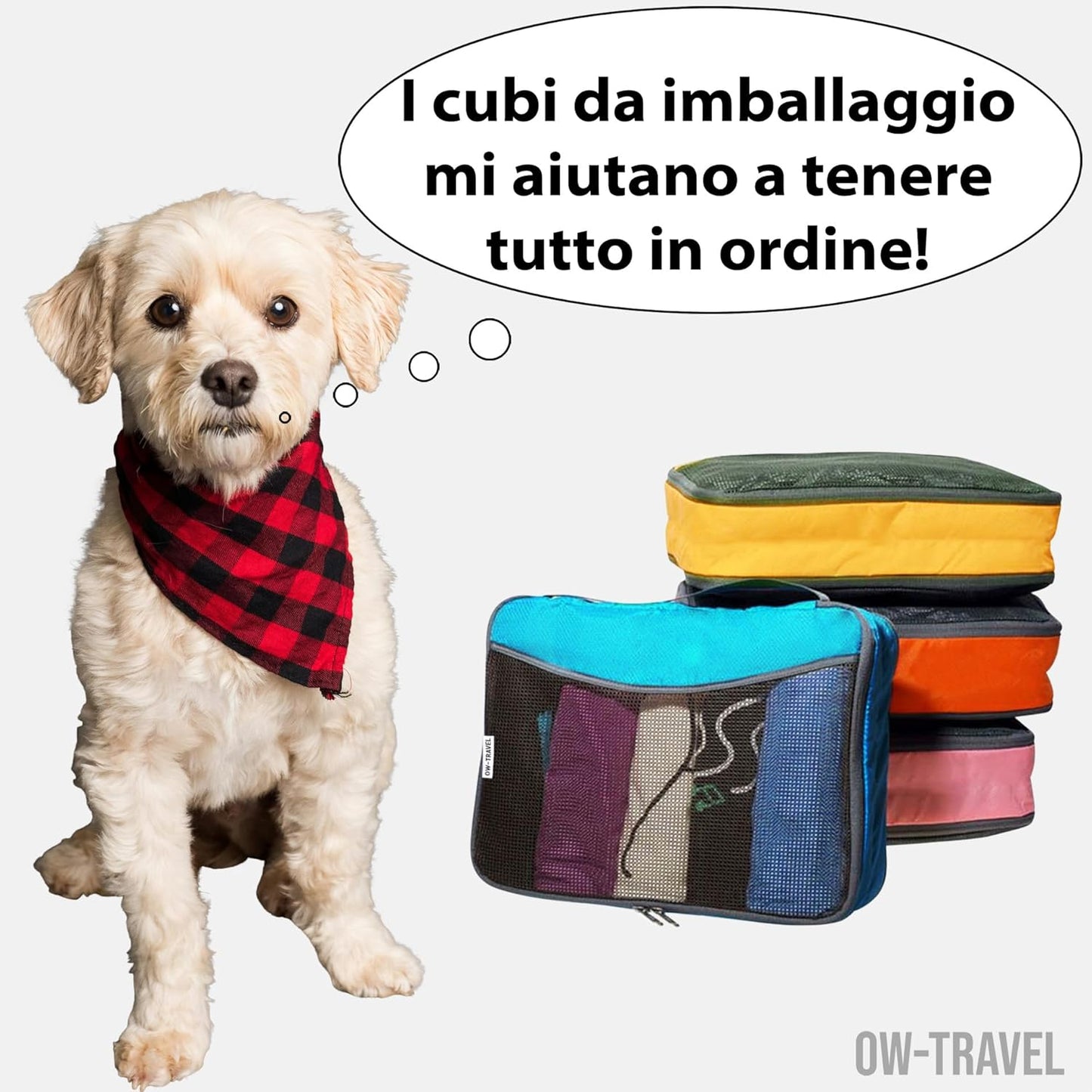 OW-Travel Travel Organizer Suitcase Set, Suitcase Organizer, Storage Bags for Suitcases. Packing Cubes Set Organizer Suitcase, 1) Multi-coloured
