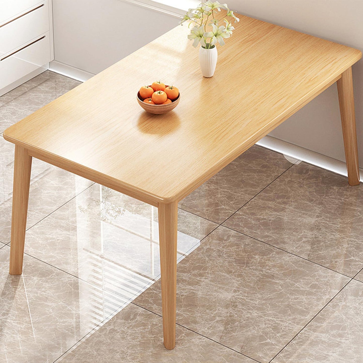 Uandhome Modern Rectangular Dining Table for 4-6 People, Wooden Legs, 120 * 55 * 75cm