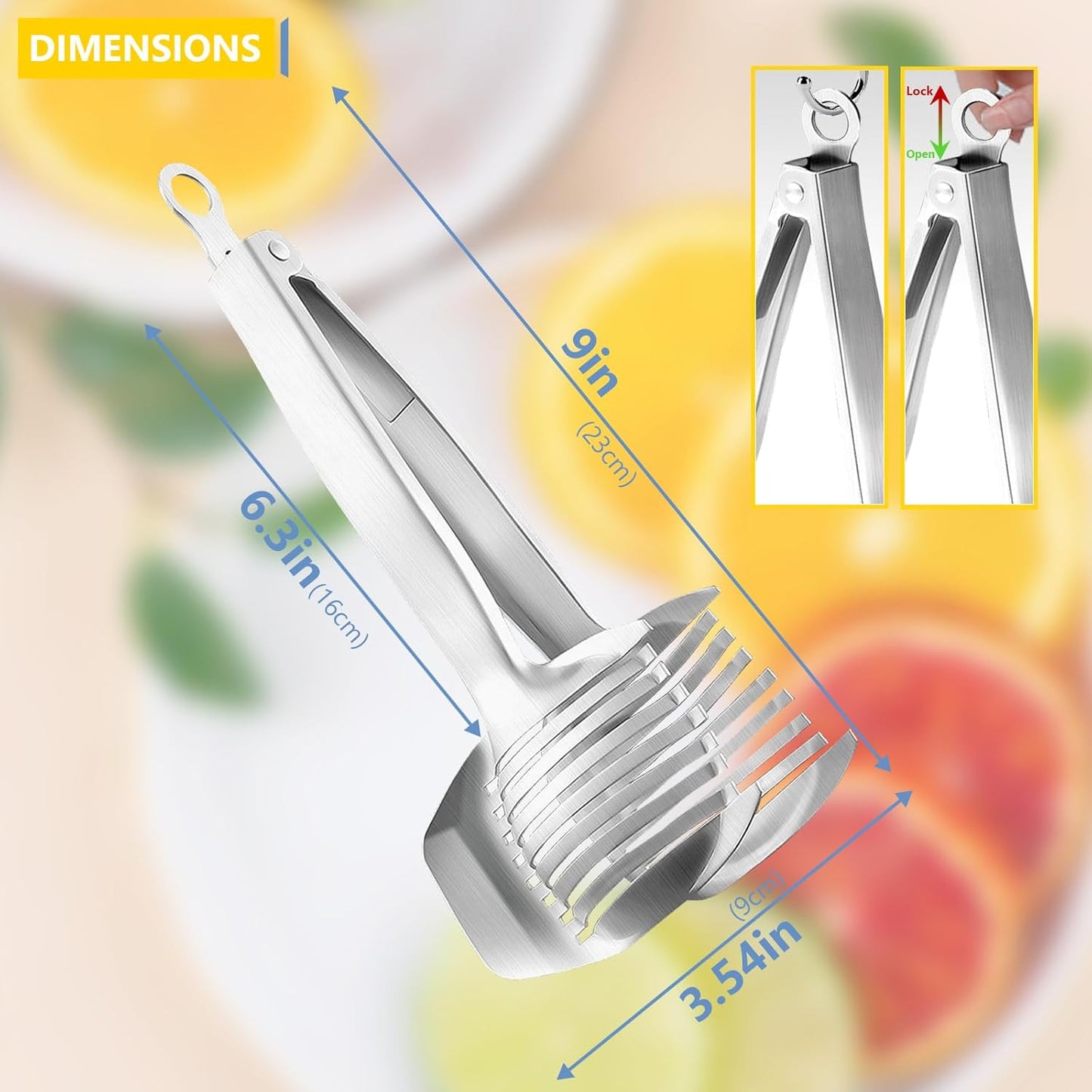 Best Utensils Tomato Slicer Lemon Cutter Multipurpose Handheld Round Fruit Tongs Stainless Steel Onion Holder Easy Slicing Kiwi Fruits & Vegetable Tools Kitchen Cutting Aid Gadgets Tool