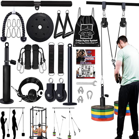 Cable Pulley System Gym Upgraded Home Strength Training Equipment Workout Accessories LAT Pull Down Fitness for Triceps Pull Down Biceps Curl Back Forearm Shoulder