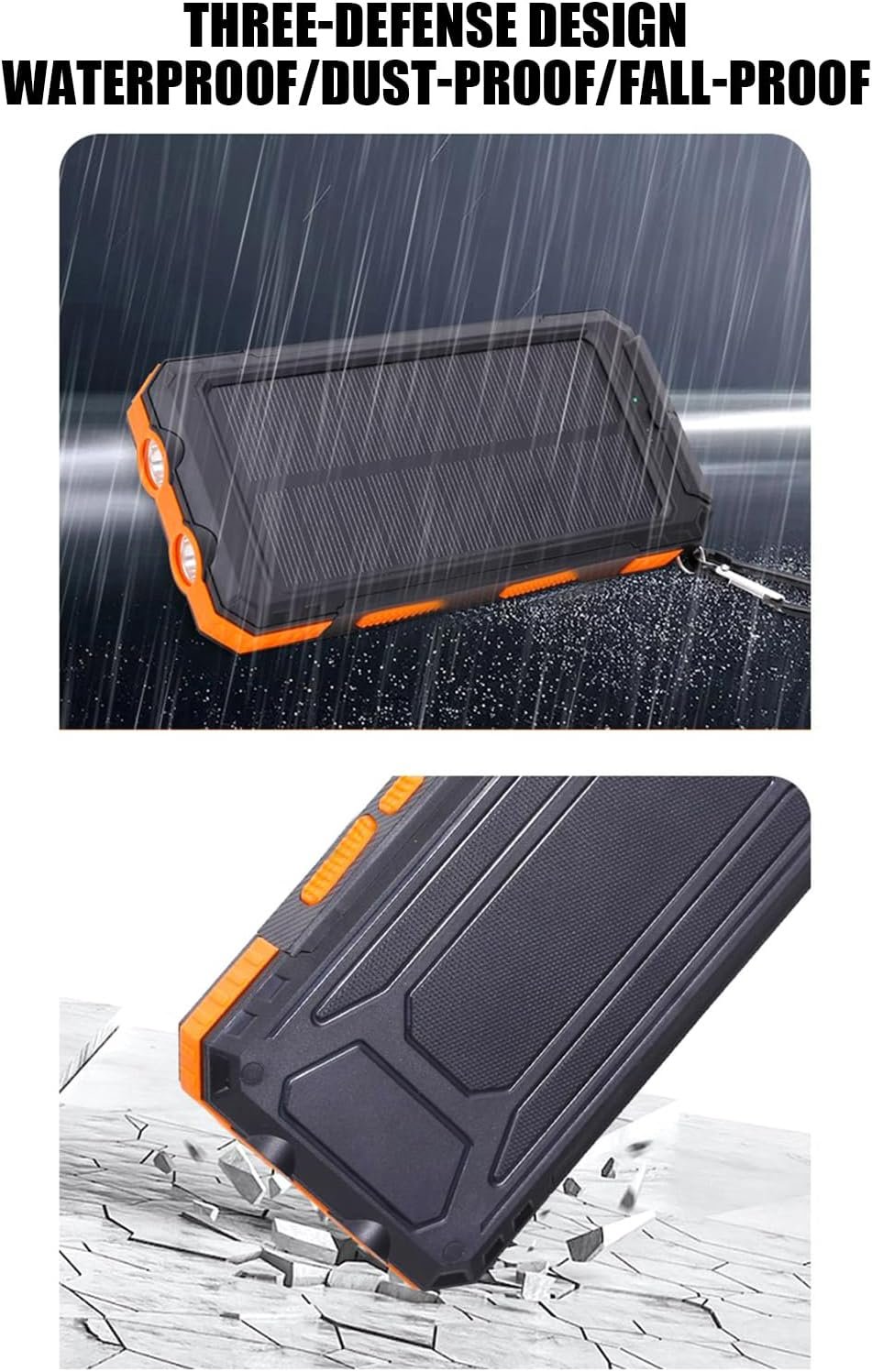Solar Charger | Portable Charger for Phones,Cellphone Fast Charging Device with Flashlight 20000mAh for Travel Home Outdoor