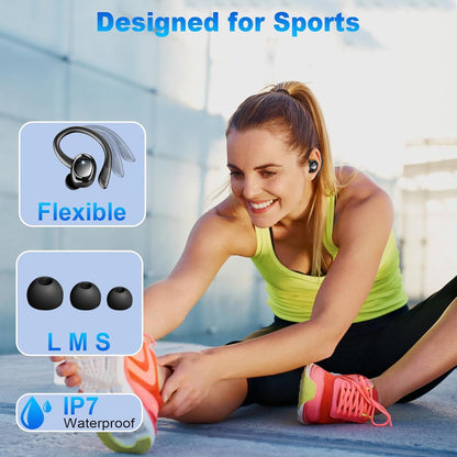 Wireless Earbuds, 2025 Bluetooth V5.4 Headphones Sport, Bluetooth Earbuds with 4 ENC Noise Cancelling Mics, 50H HD Stereo Bass Wireless Headphones, IP7, LED Display, USB-C Ear Bud for Workout/Running