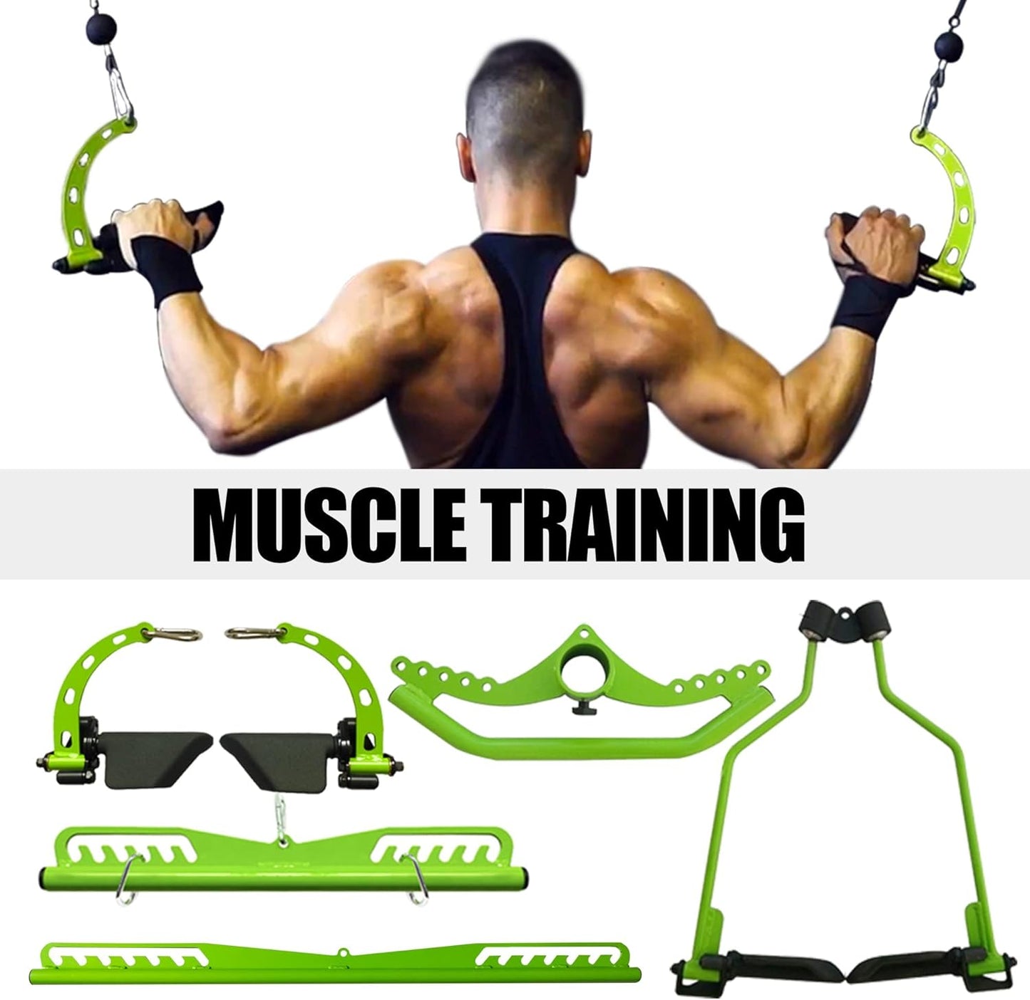 Home Gym Fitness Spreader Bar Multi-Grip Wide LAT Pull Down Bar, Neutral Grip Handle, LAT Pulldown Attachments Long Bar for Cable Pulley System Machine, T-bar Row Landmine Attachment
