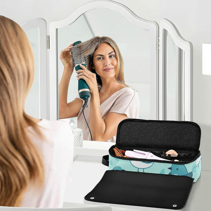 Foiosoh Borsa da viaggio per attrezzi da capelli con tappetino rimovibile resistente al calore, custodia da viaggio portatile per straigheners, ferro arricciacapelli, asciugacapelli, motivo con
