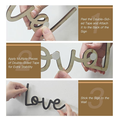 Black Love You Bye Sign above Door, Wooden Words Home Decor Wall, Express Love and Warm Sign with Stickers, Entryway Hallway Decor Indoor, Art Gifts for Bedroom Valentine's Day (1)
