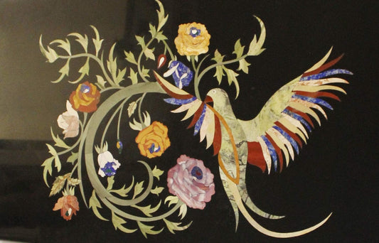 craftslook Marble Dining Table Top semi Precious Stone Inlay Art Work