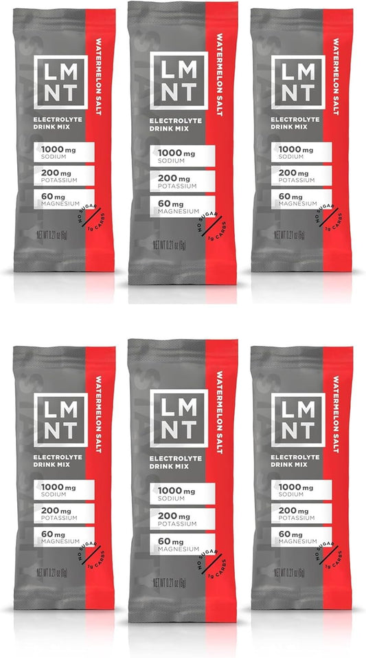 LMNT Zero Sugar Electrolytes - Watermelon Salt | Drink Mix | 30-Count, Pack of 2 (60 Sticks)