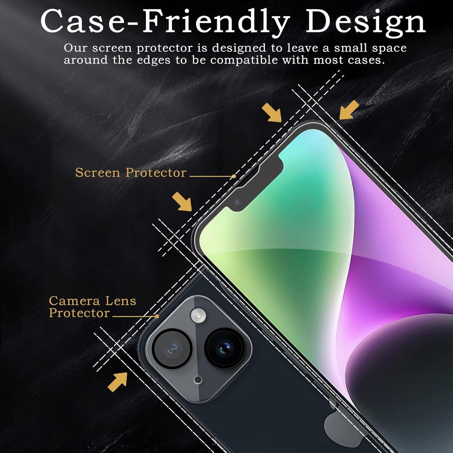 Screen Protector for Apple iPhone 14, Tempered Glass Film, Ultra HD 9H Hardness Case Friendly Anti Scratch Bubble Free Ultra Resistant Oil-Resistant Shatter Protection, 3-Pack