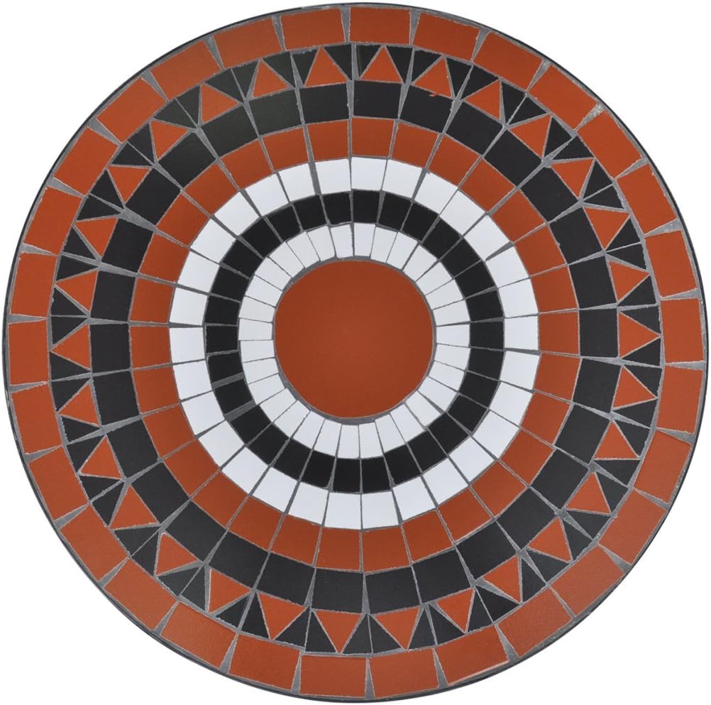 'vidaXL Round Dining Bistro Table, Terracotta and White Ceramic Tabletop, 60cm Diameter, Mosaic Design, Sturdy Iron Frame, Ideal for Balcony or Garden