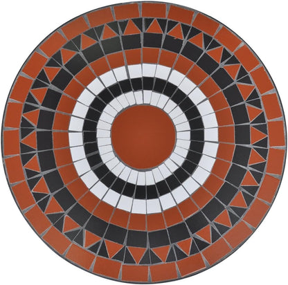 'vidaXL Round Dining Bistro Table, Terracotta and White Ceramic Tabletop, 60cm Diameter, Mosaic Design, Sturdy Iron Frame, Ideal for Balcony or Garden