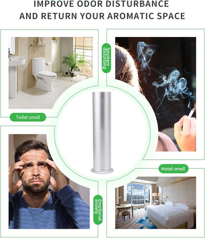 Essential Oil Diffuser, 120ml Smart Remote Control Scent Air Machine Adjustable Time and Fragrance Cylindrical Aromatherapy Diffuser with 200m3 Cover Range for Home Hotel (Silver)