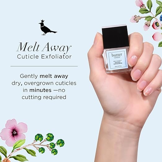 butter LONDON Cuticle Remover Liquid, Melt Away - Cuticle Softener Oil Exfoliator Gently Removes Dry & Overgrown Skin - Nail Care for Clean & Healthy-Looking Nails, Home Manicure & Pedicure