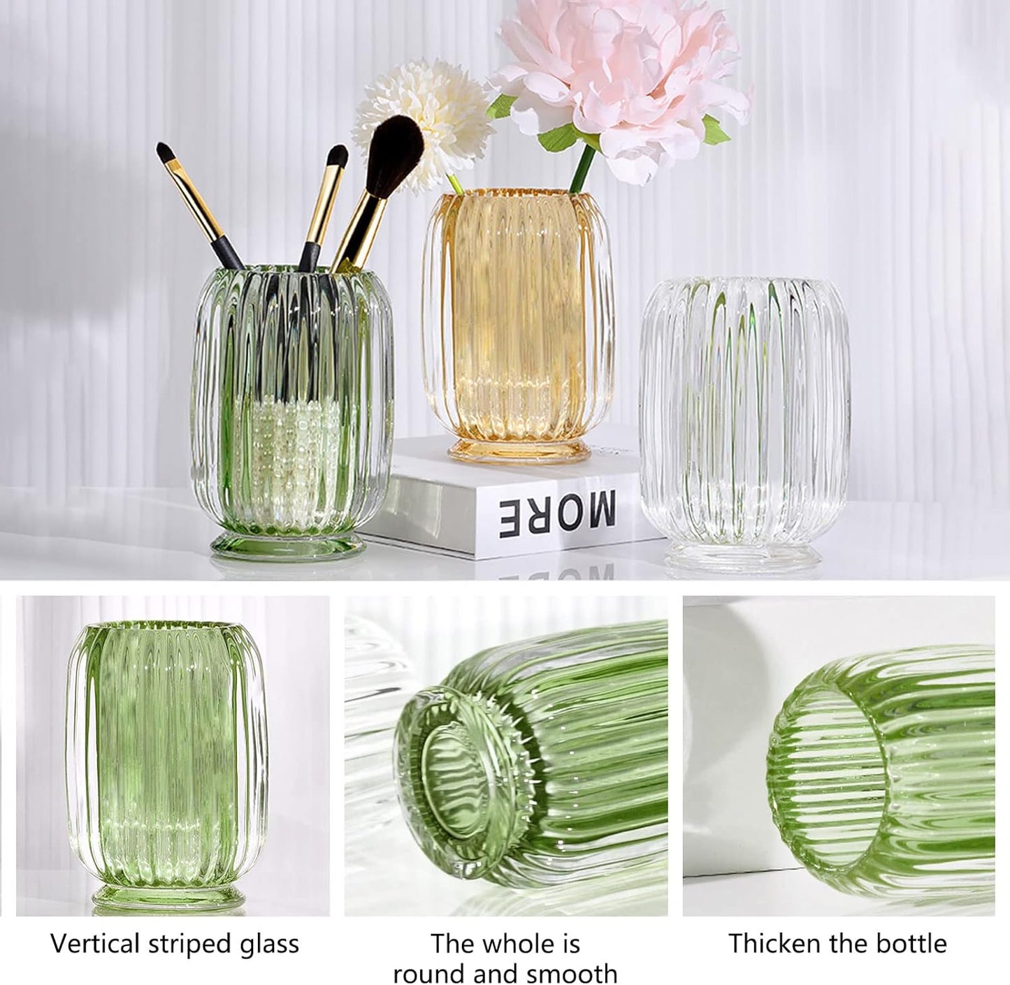 DASITON Makeup Brush Organizer and Accessories Crystal Makeup Brush Holder Multifunctional Green