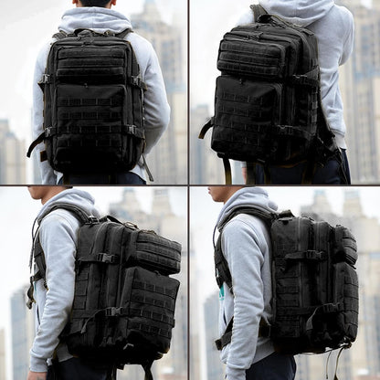 Lizbin Military Tactical Backpack, Military Backpack 45L Tactical Rucksack, Travel Backpack, Large Capacity Survival Backpack Assault Pack for Outdoor Sports Hiking Camping Mountaineering (Black)