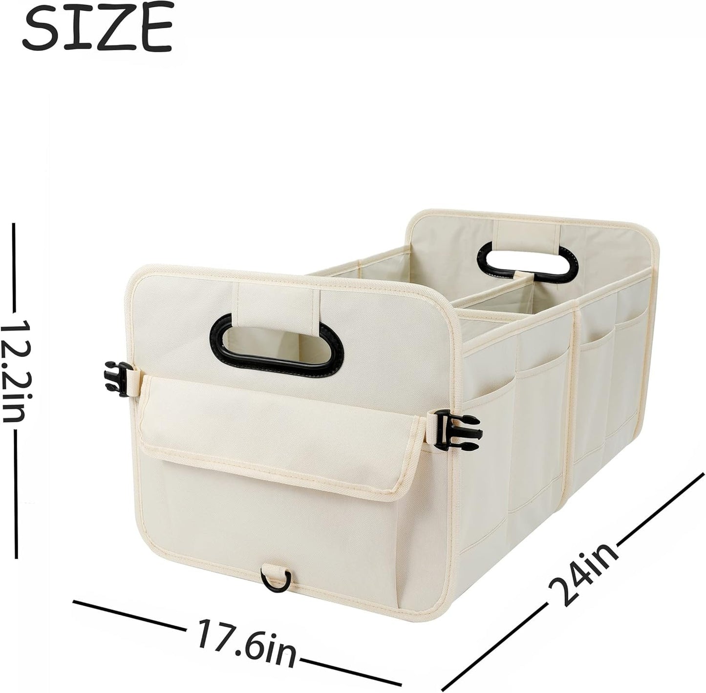 AOKJOY Car Trunk Organizer Collapsible Multi Compartment Car Organizer Adjustable Straps SUV (Beige)