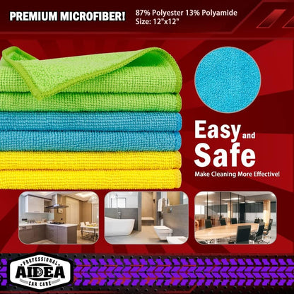 AIDEA Microfiber Cleaning Cloth, 50PK, Microfiber Towels for Cars, Premium All Purpose Car Cloths, Dusting Cloth Cleaning Rags, Absorbent Towels for SUVs, House, Kitchen, Window, 12"×12"