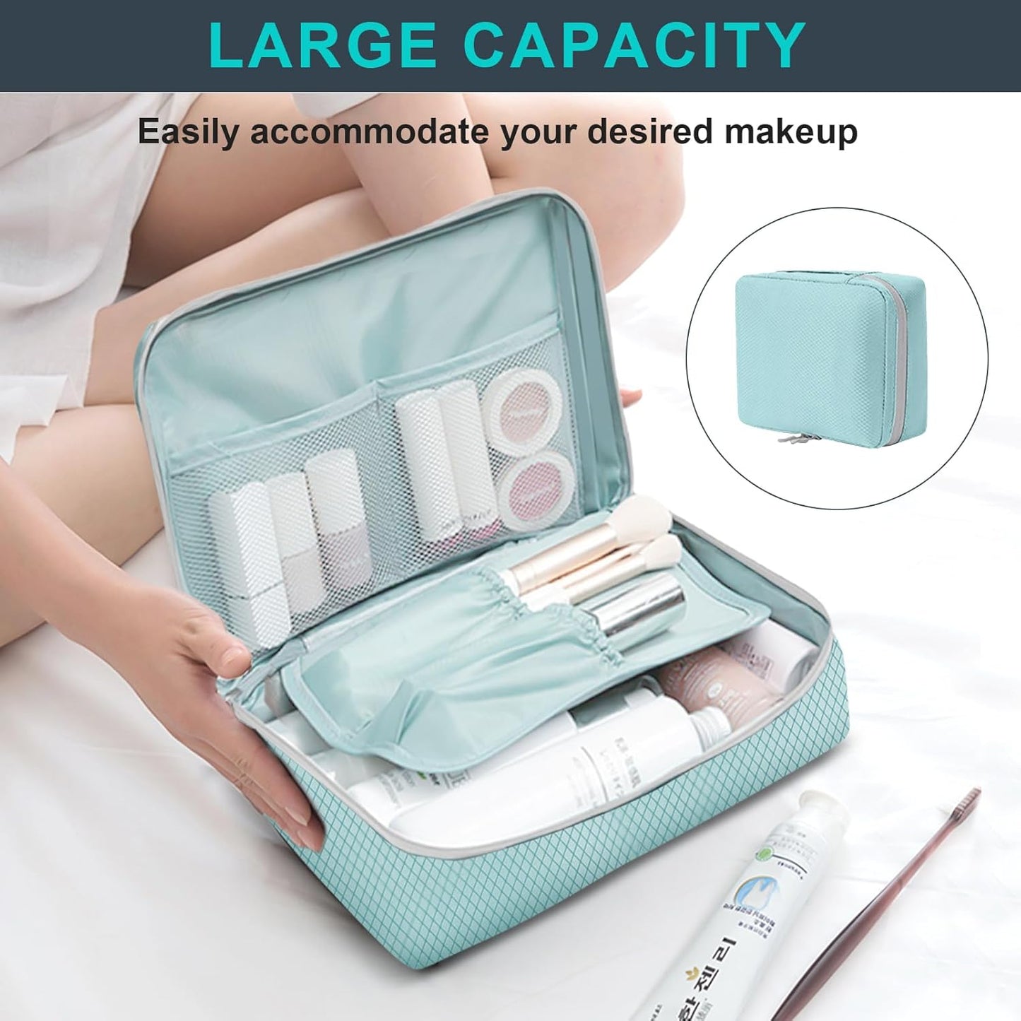 Lannvan Organizer Suitcases, Set of 8 Compression Packing Cubes, blue