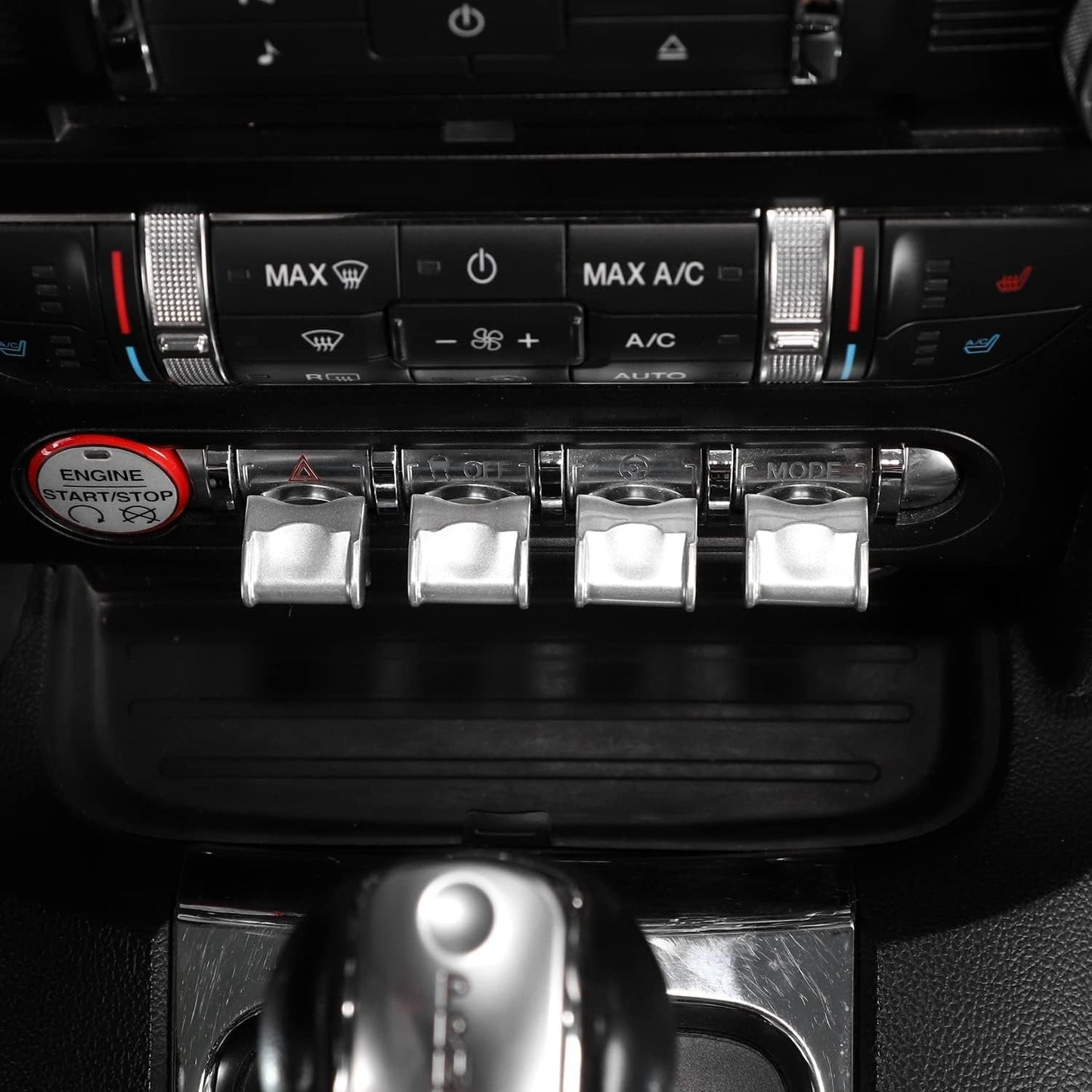 Center Console Dashboard Button Switch Cover Trim Compatible with Ford Mustang 2015-2020 Interior Accessories (Silver)