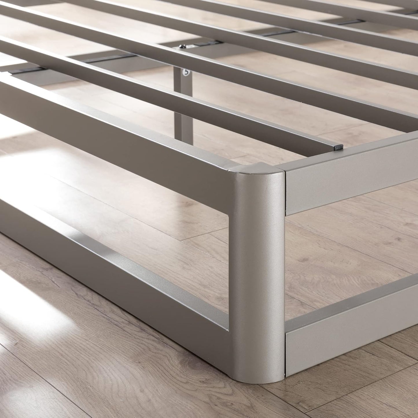 Zinus Metal Queen Bed Frame 22cm Grey Gunmetal Bedframe Base, 5Yrs Warranty, Steel Slat Mattress Support, Bedroom Furniture