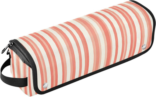 Borsa da viaggio per attrezzi per capelli a righe di salmone scuro per donne con tappetino in ferro portatile custodia da viaggio per strumenti caldi e accessori per la cura dei capelli Borsa da