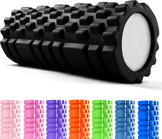 unycos - Foam Roller for Muscle Self-Massage, Fitness Roller in Hard EVA for Massages【Load 130 kg | 33 x 14 cm】Yoga, Pilates, Therapy that Improves Recovery in the Gym (Black)