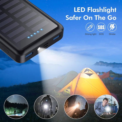 Power Bank 42800mAh Portable Charger,PD 3.0 Fast Charging Battery Pack Cell Phone Charger, 3 Outputs Solar Charger with LED Flashlight for iPhone 16/15/14/13/12, Samsung Google Android Phone
