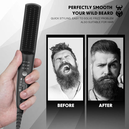 VIKICON Men's Beard Straightener, Mini Styler Straightening Brush for Hair Professional Beard, Electric Comb Heated Quick Ionic/Anti-Scald for Styling Long and Short Beard