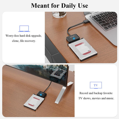 WAVLINK USB3.0 to SATA III Hard Drive Adapter Cable, SATA to USB A 5Gbps Converter, External Hard Drive Connector for 2.5"/3.5" HDD/SSD, Power Adapter Not Included (Updated Version)