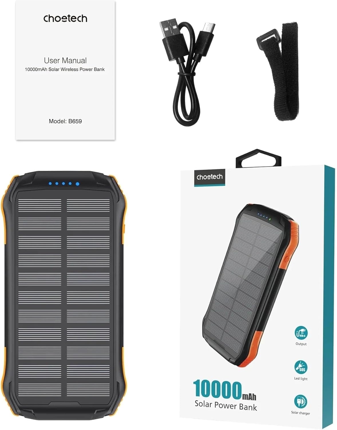 CHOETECH B659 10000mAh Solar Power Bank