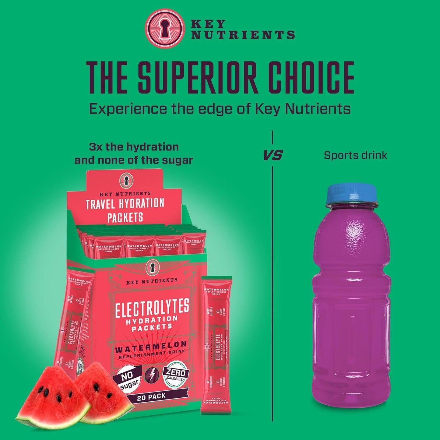 Key Nutrients Pack of 40 Electrolytes No Sugar - Electrolyte Powder Packets - Electrolyte Powder - Hydratation Mix - Hydration Powder Lemonade Electrolyte Drink Mix - No Calories, Gluten Free Electrolytes Powder - Keto Friendly, Non GMO, Made in USA