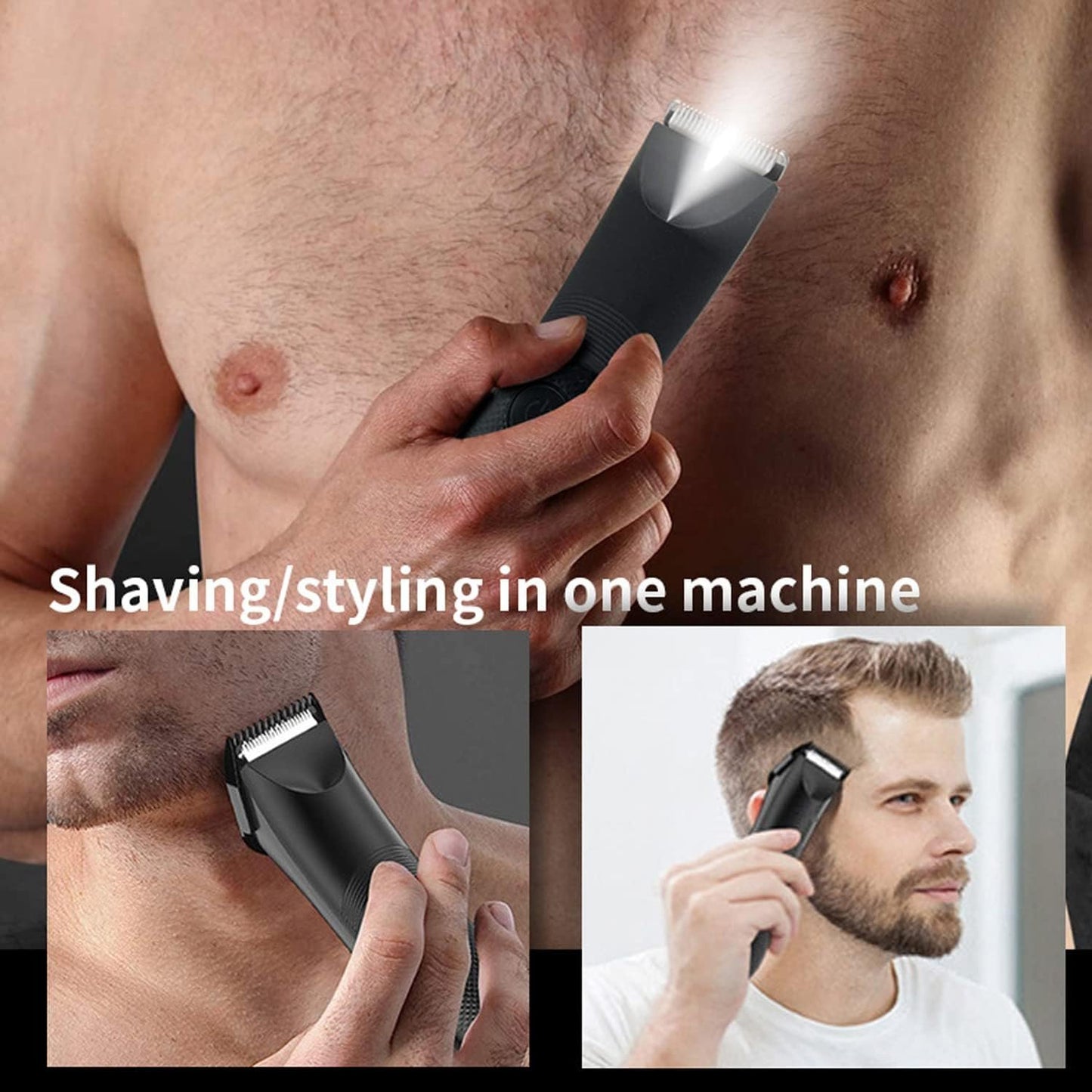 Body Trimmer for Men gift, Electric Groin Hair Trimmer, Pubic Hair Trimmer for Men, Waterproof Wet and Dry Clippers, Hygiene Razor with LED Display, Standing Recharge Dock and Replaceable Blade Heads