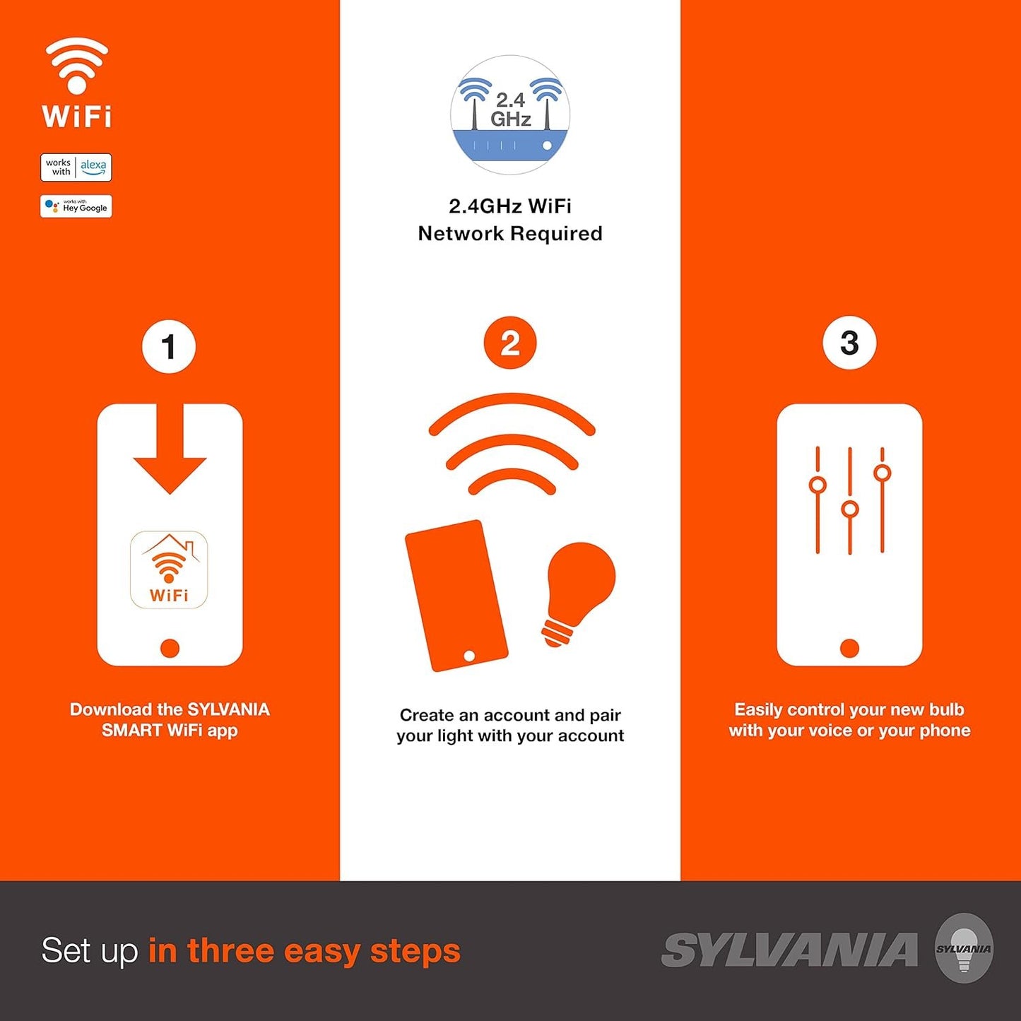 Sylvania WiFi LED Smart Light Bulb, 60W Equivalent Dimmable Soft White A19, Compatible with Alexa and Google Home Only - 4 Pack (75672)