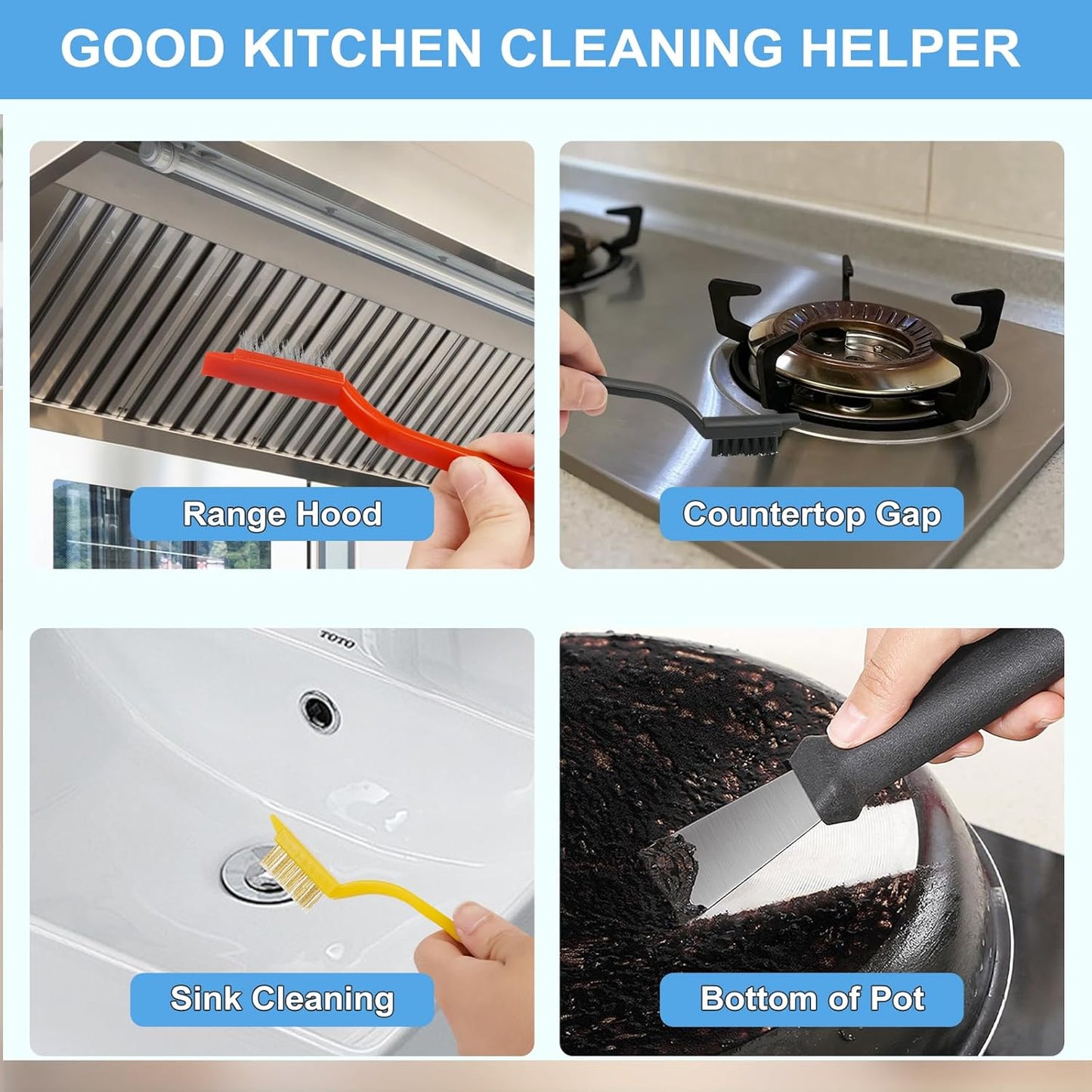 Dfacio 11Pcs Crevice Cleaning Brush Set,Hard Bristle Cleaning Supplies for Corner, Sink, Cup, Teapot, Bottle, Blender