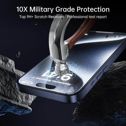 X-it 2-Pack Screen Protector Privacy for iPhone 15 Pro Max 9H+ Military Grade Tempered Glass, Anti-Scratch, Auto-Dust Removal, Bubble-Free, Full Coverage, Case Friendly