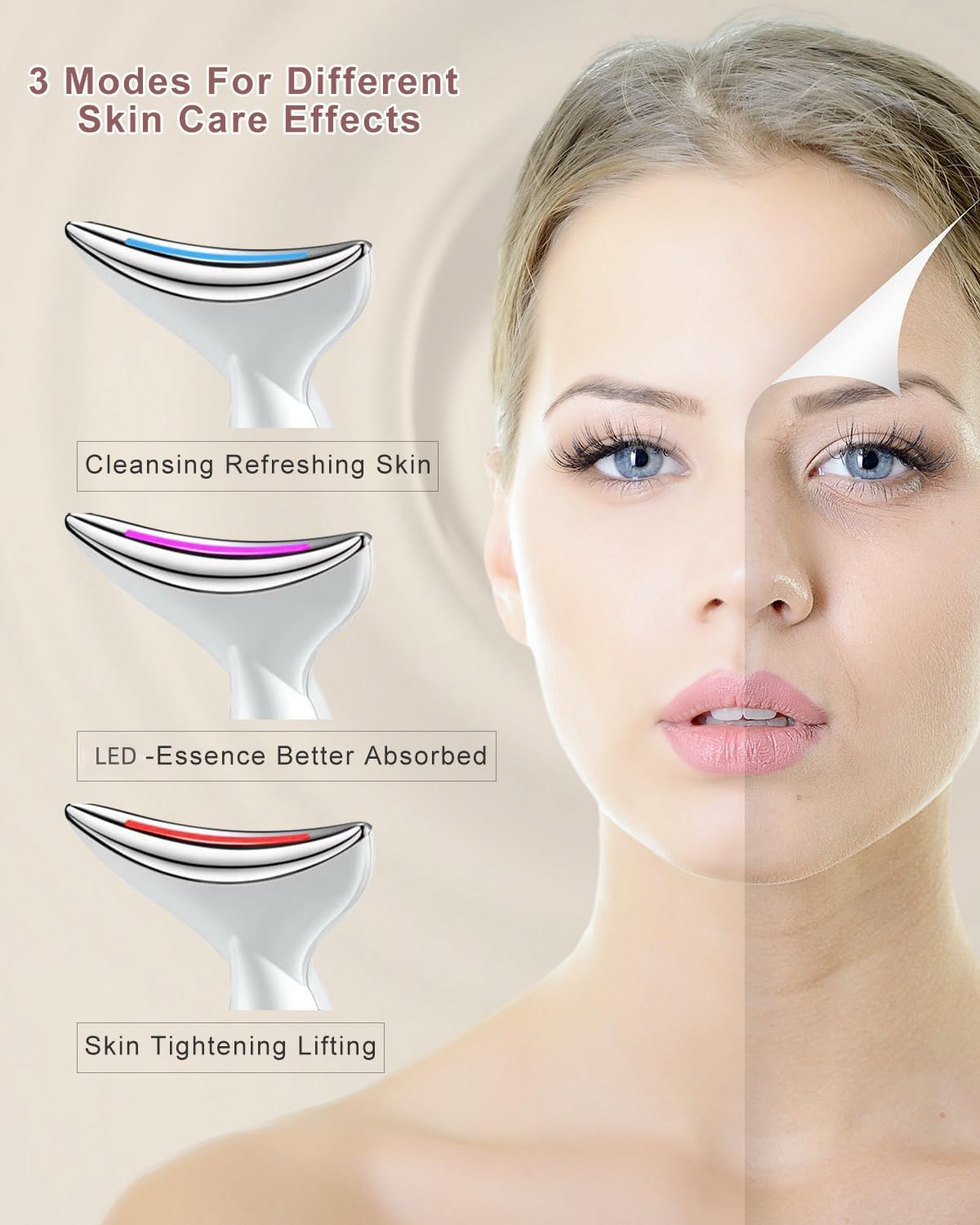 VOFEL Face and Neck Massger for Skin Care Electric Face Neck Lifting Massager with 45℃ Heat & 3 Massage Modes for Wrinkles Facial Neck Massager (WHITE)