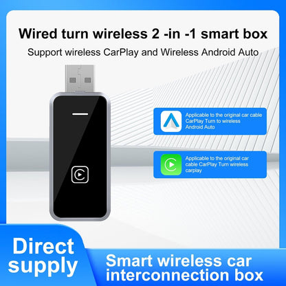 Vinmooog 2 in 1 Carplay Wireless and Android Auto Adapter - Converts Wired to Wireless - USB A/C, WIFI/BT - Supports iOS 10+ and Android 11+