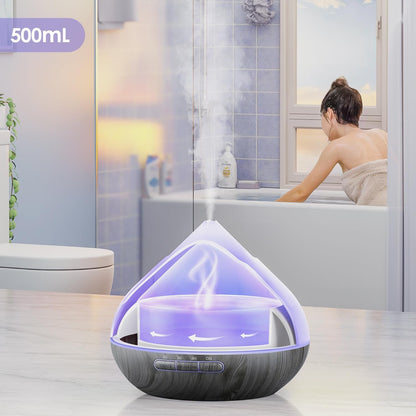 Aroma 500 ML Diffuser, Essential Oil Diffuser with Remote Control, Humidifier with 14 Color Lights for Large Room, 4 Timer Setting, Auto Shut-Off Gray