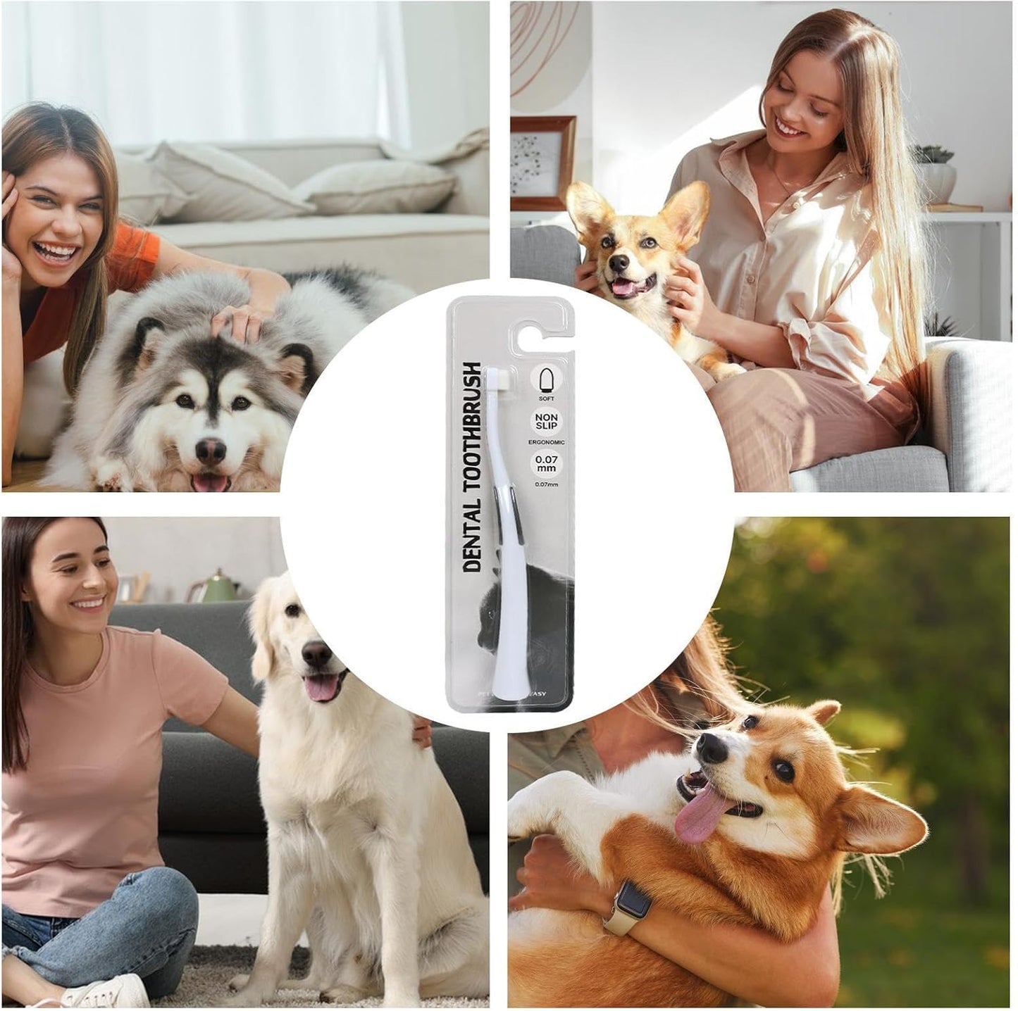 Dog Toothbrush, Kitten Toothbrush, Soft Bristle Brush, Non-Slip Handle, Gentle Oral Care, 2-Pack, Odor Reduction 6,61 x 0,75 x 0,31 Inches for Home Teeth Cleaning and