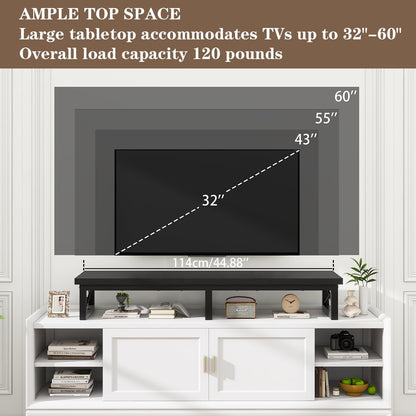 IBUYKE TVT002B 32-60 Inch TV Stand, Low Cabinet for 2 Tiers, Office Desk with Double Screen, TV Cabinet for Living Room and Bedroom, Black