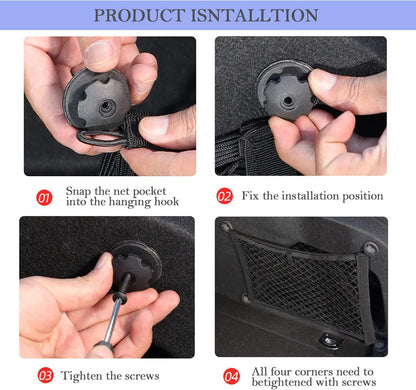 2 Pack Small Cargo Net Pocket Storage Mesh Net Elastic Automotive Cargo Nets Storage Pouch for Car Trunk Net, RV, Boat Storage Mesh Pocket Net with 8 Mounting Screws and Hooks (18 x 9.8 Inches)